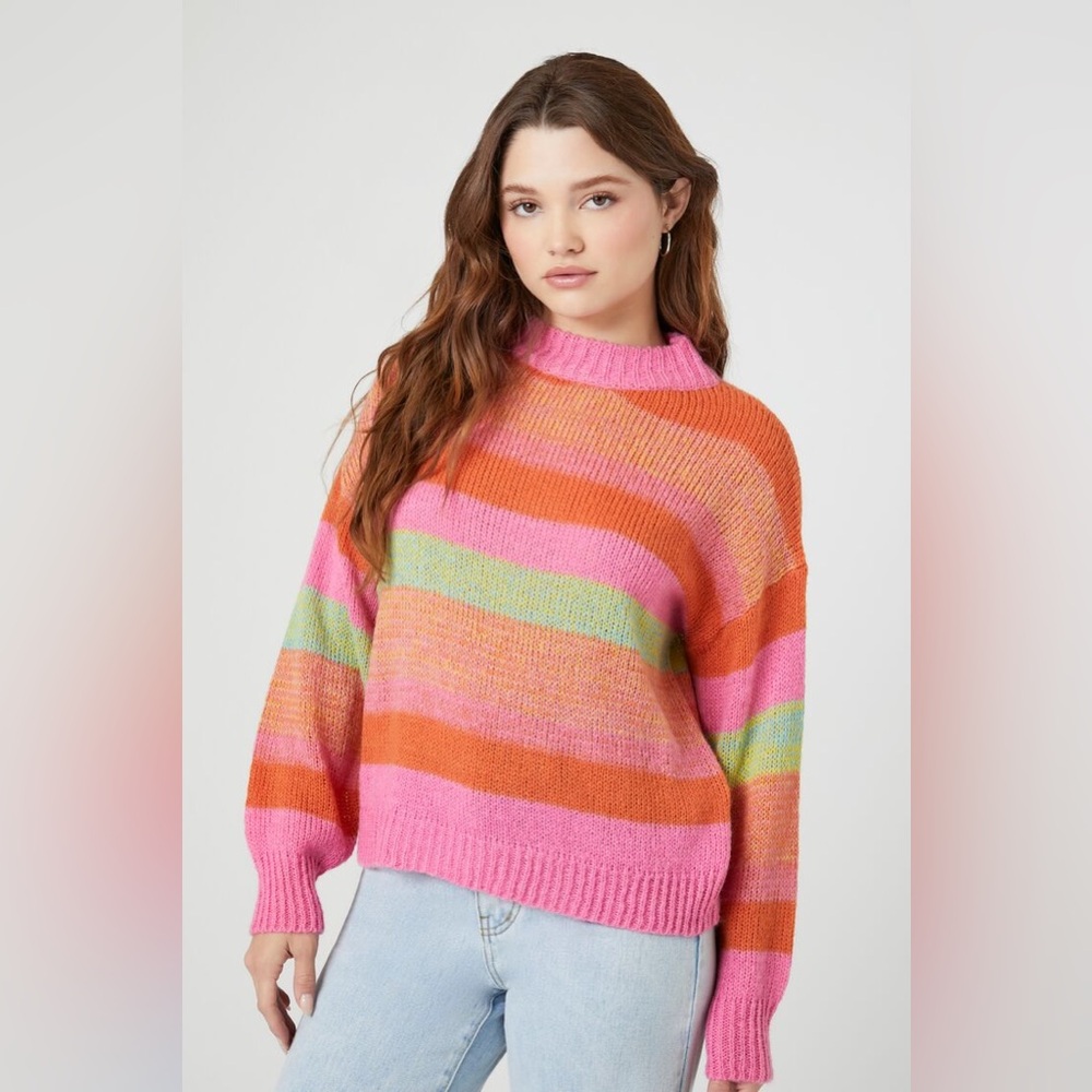 Cherry Mellow Striped Drop-Sleeve Sweater!